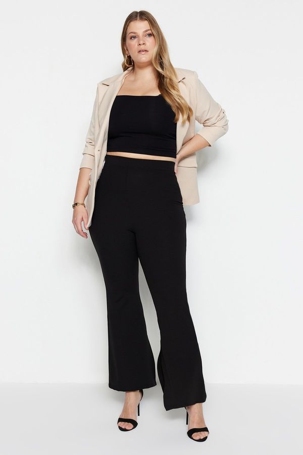 Trendyol Trendyol Curve Black Flared Cut Pletene pantalone