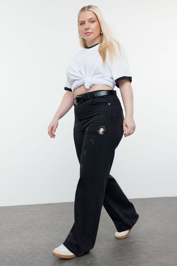 Trendyol Trendyol Curve Black High Waist Wide Leg Plus Size Jeans