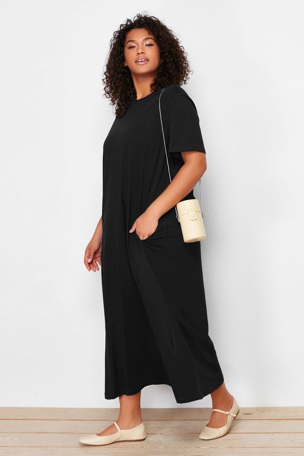 Trendyol Trendyol Curve Black Jersey Knit Plus Size Dress