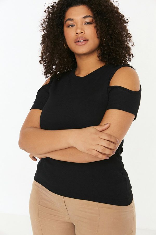 Trendyol Trendyol Curve Black Knitted Cut-Out Detailed Knitted Blouse