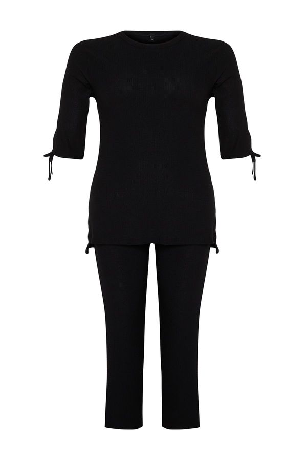 Trendyol Trendyol Curve Black Knitted Plus Size Two Piece Set
