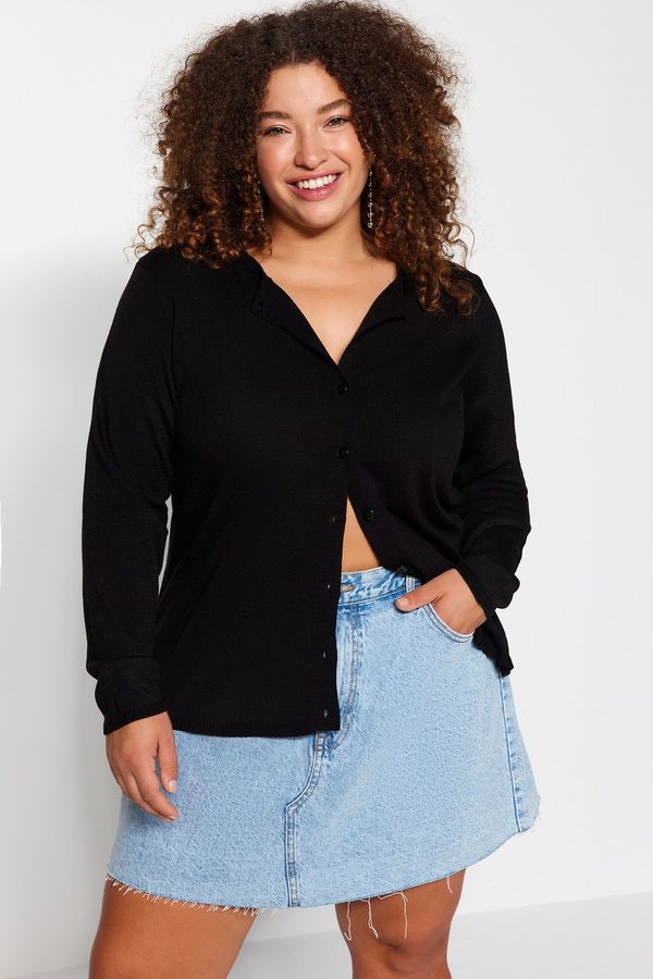 Trendyol Trendyol Curve Black Knitwear Plus Size Cardigan