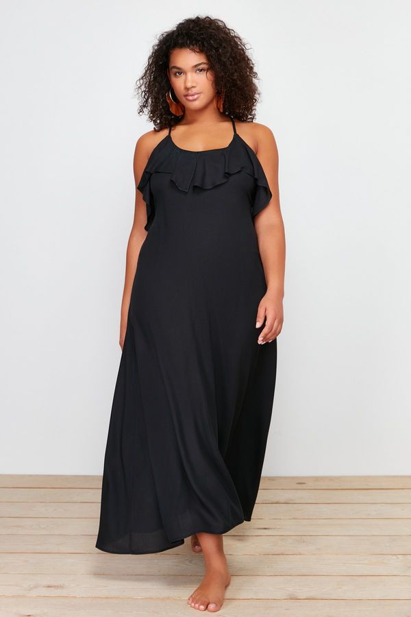 Trendyol Trendyol Curve Black Long Flounce Beach Dress