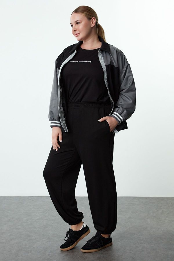 Trendyol Trendyol Curve Black Loose Jogger Modal Knitted Sweatpants