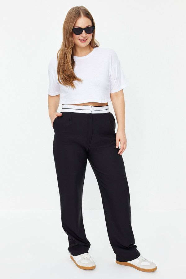 Trendyol Trendyol Curve Black Normal Waist Woven Finike Plus Size Trousers