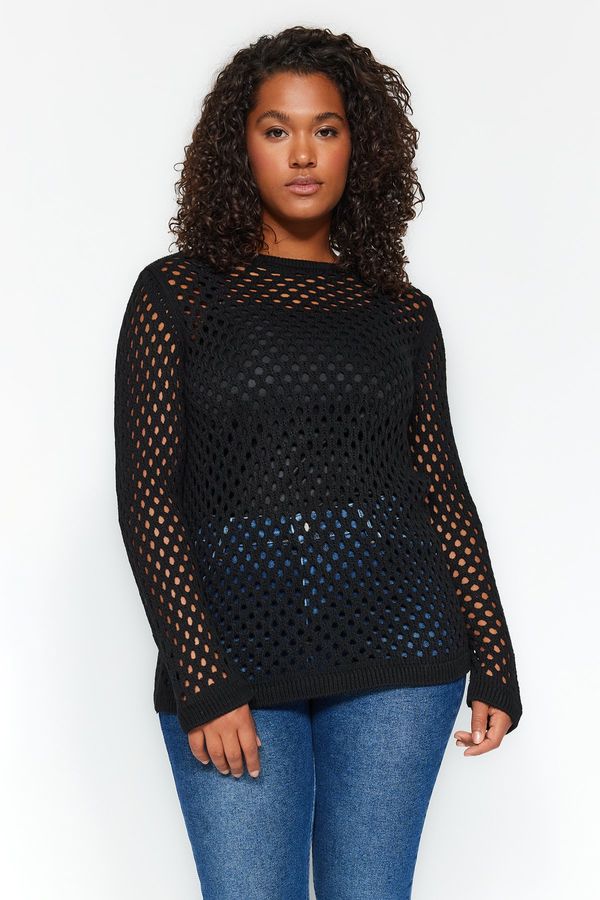 Trendyol Trendyol Curve Black Openwork/Hole Knitwear Sweater