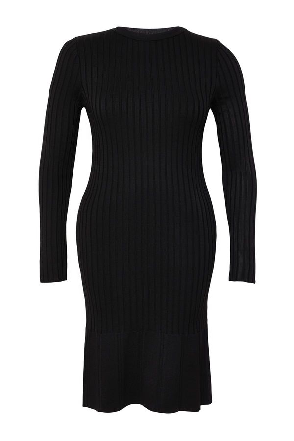 Trendyol Trendyol Curve Black Pleated Skirt Mini Knit Dress