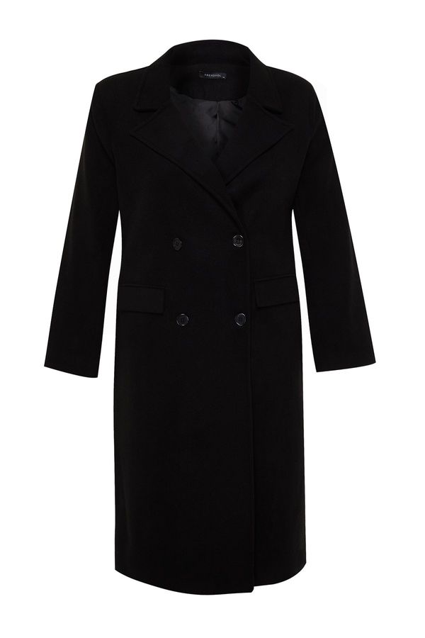 Trendyol Trendyol Curve Black Regular Fit Pocket Flap Wool Blend Coat