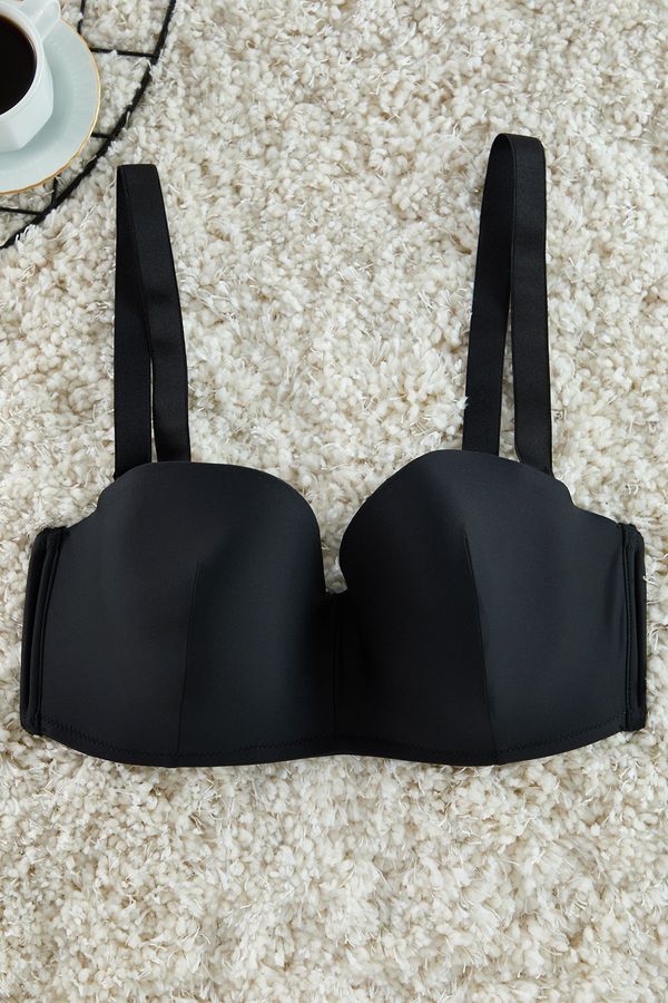 Trendyol Trendyol Curve Black Removable Thick Rope Strapless Plus Size Bra