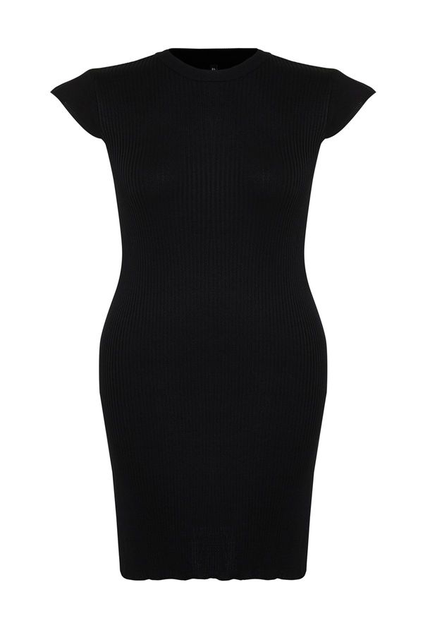 Trendyol Trendyol Curve Black Ribbed Knitwear Dress