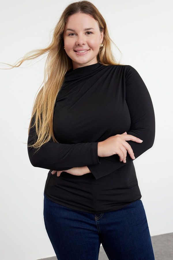 Trendyol Trendyol Curve Black Sandy Knitted Plus Size Blouse