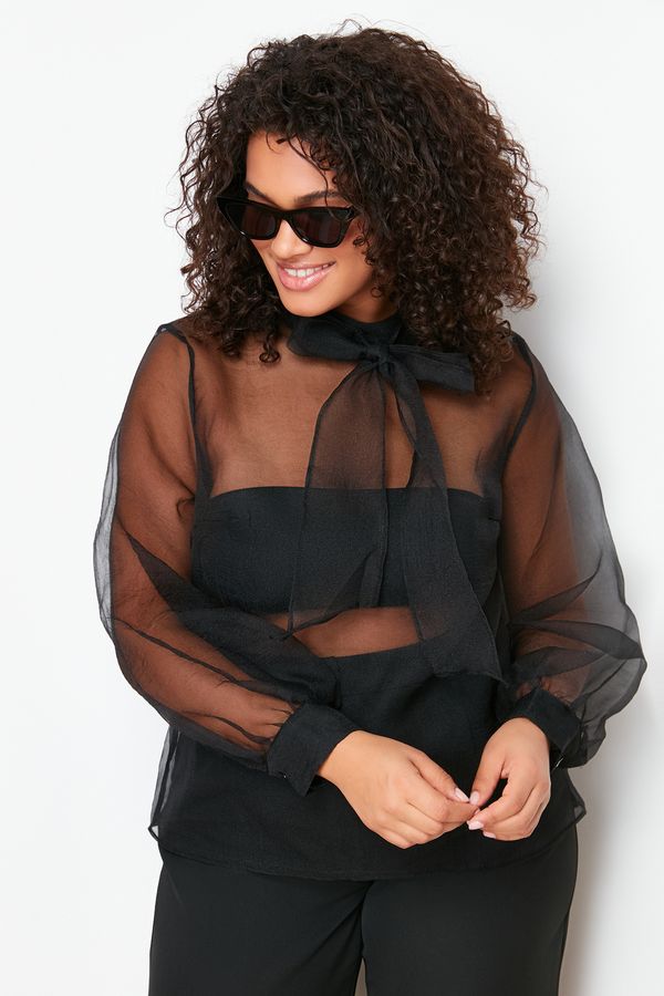 Trendyol Trendyol Curve Black Sheer Look Tulle Blouse