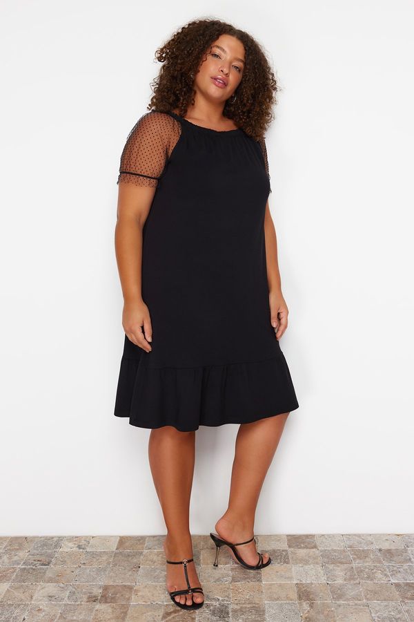 Trendyol Trendyol Curve Black Single Jersey Knitted Plus Size Dress