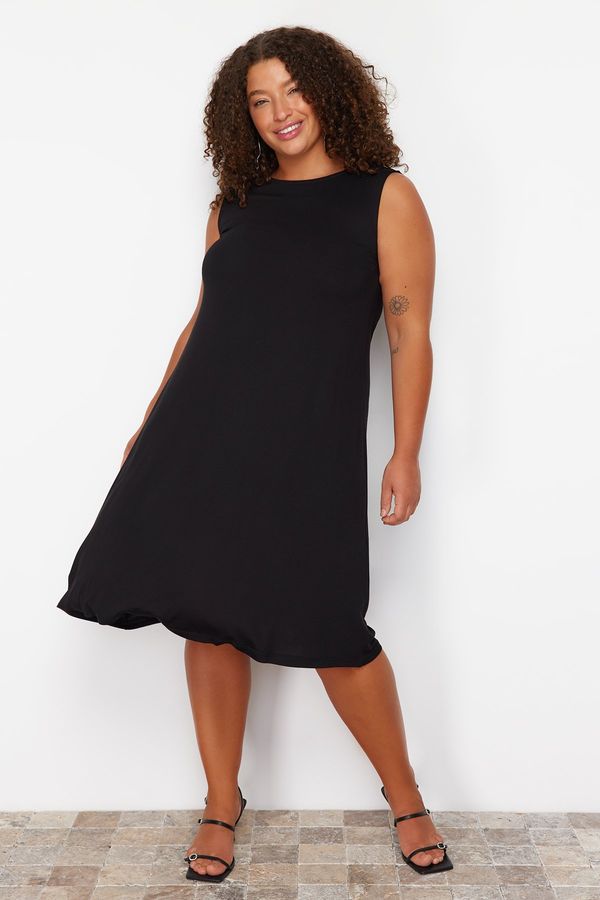 Trendyol Trendyol Curve Black Single Jersey Knitted Plus Size Dress