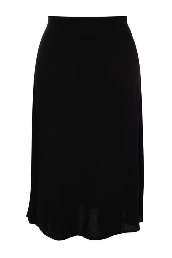 Trendyol Trendyol Curve Black Slit Detailed Viscose Woven Skirt