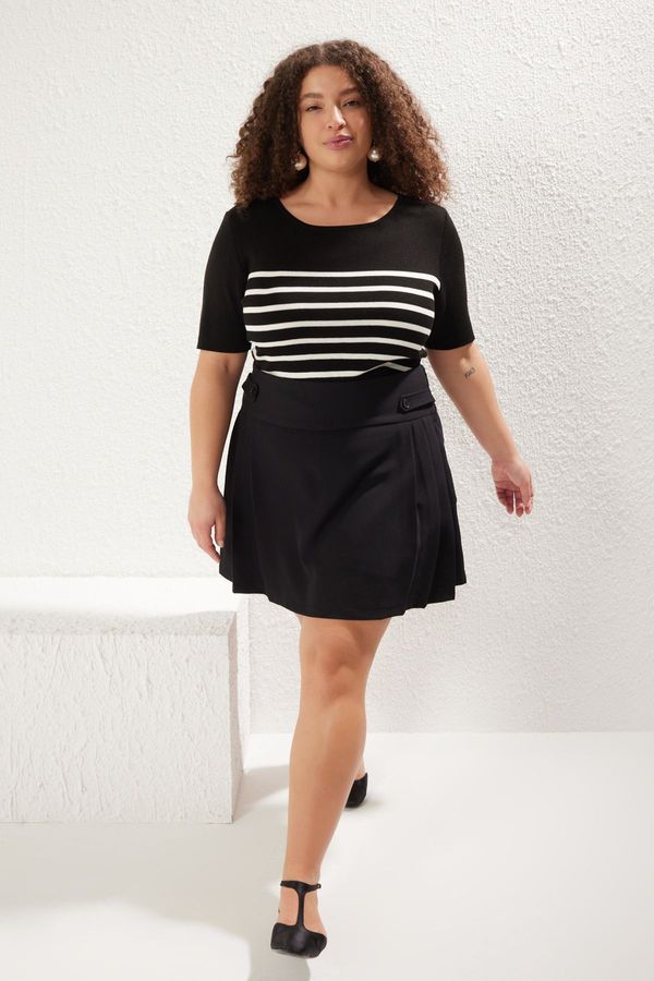 Trendyol Trendyol Curve Black Striped Crew Neck Knit Blouse