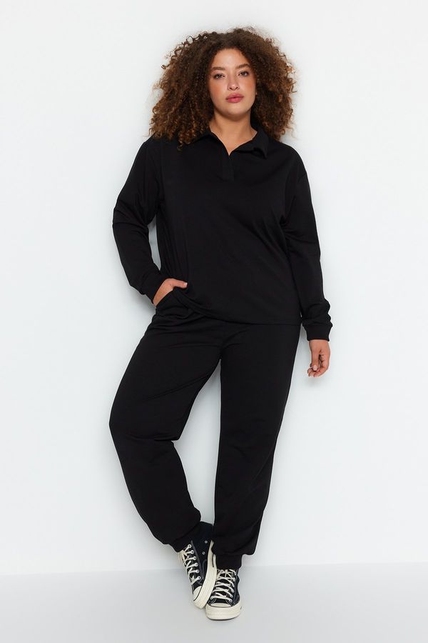 Trendyol Trendyol Curve Black Thin Knitted Tracksuit Set