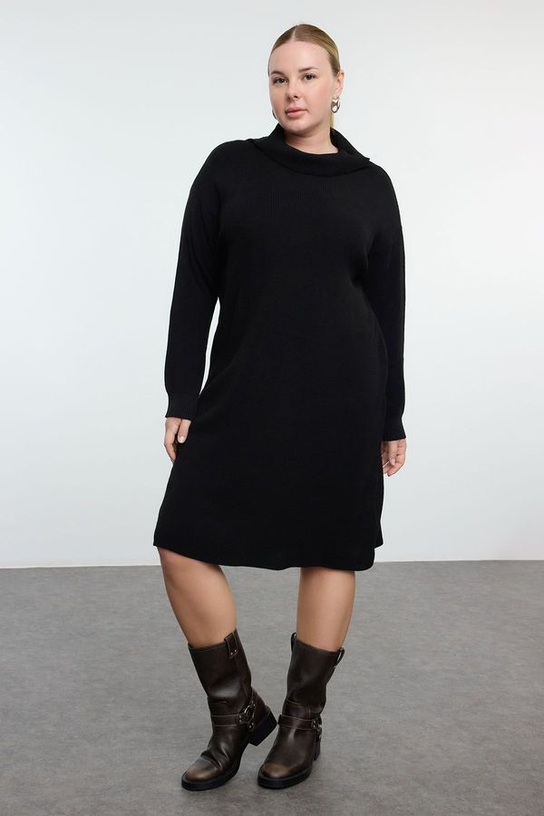 Trendyol Trendyol Curve Black Turtleneck Mini Knit Dress