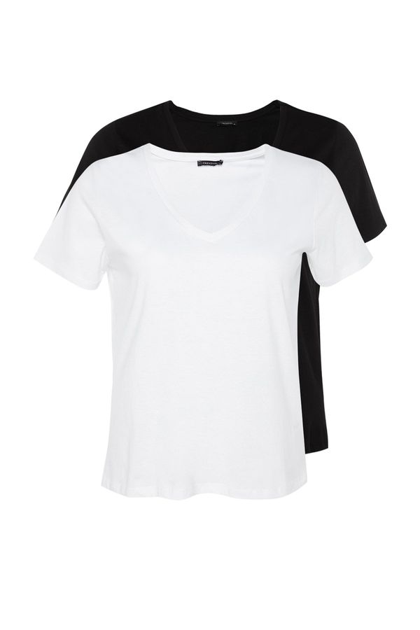 Trendyol Trendyol Curve Black-White 2 Pack Basic Knitted T-Shirt