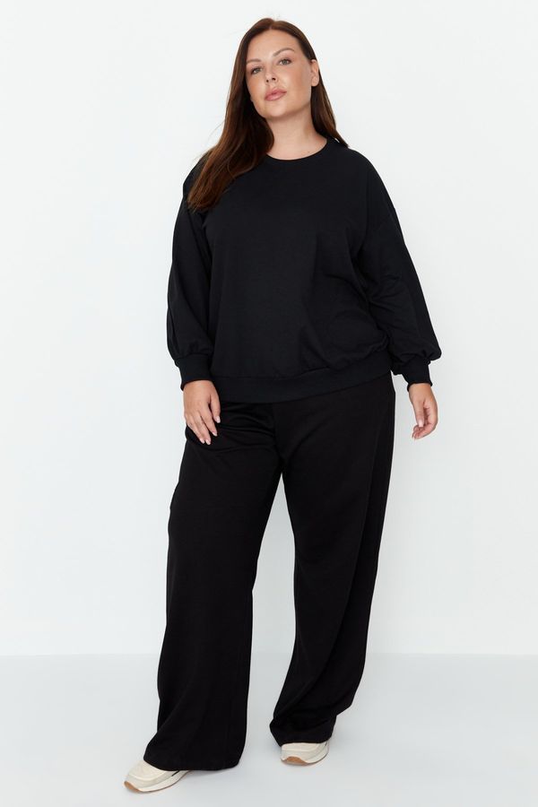 Trendyol Trendyol Curve Black Wide-Cut Thin, Knitted Sweatpants