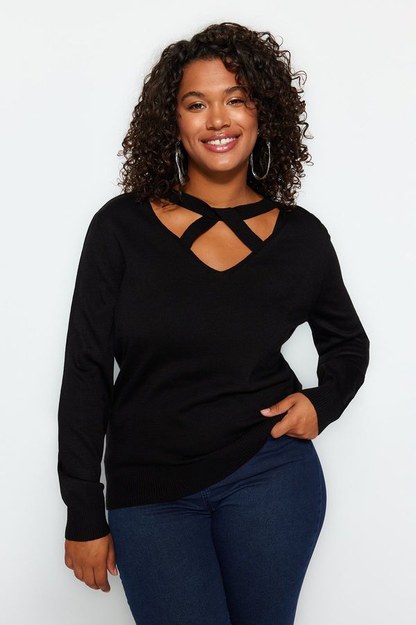 Trendyol Trendyol Curve Black Window/Cut Out Detailed Knitwear Sweater