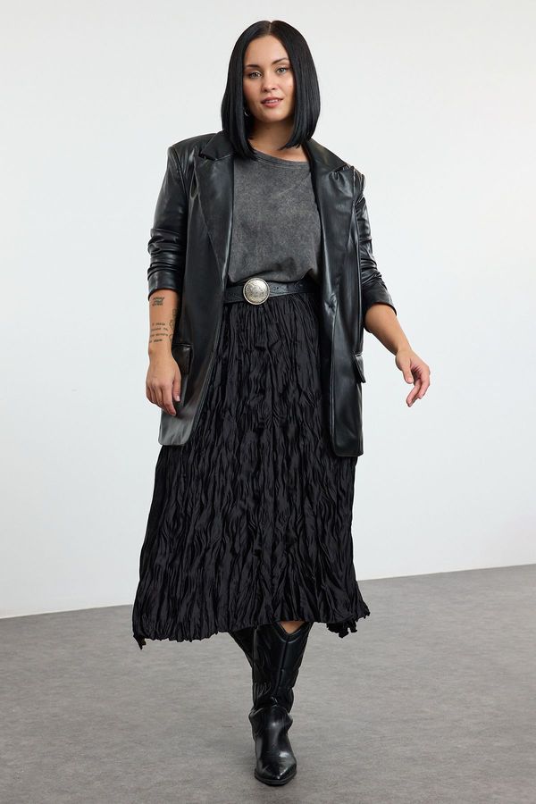 Trendyol Trendyol Curve Black Woven Plus Size Skirt