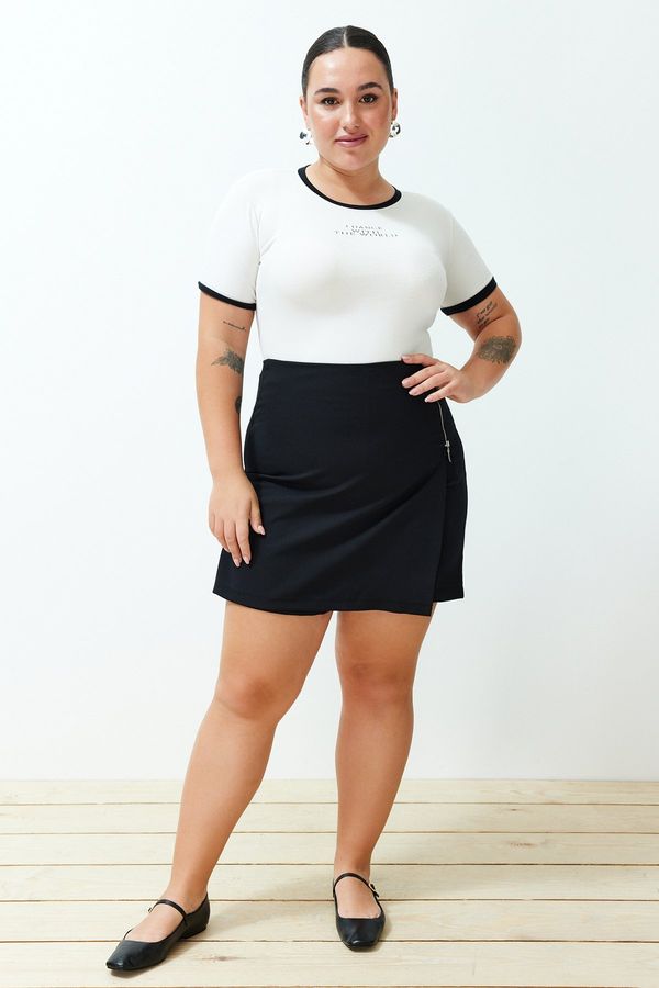 Trendyol Trendyol Curve Black Zipper Detailed Short Skirt