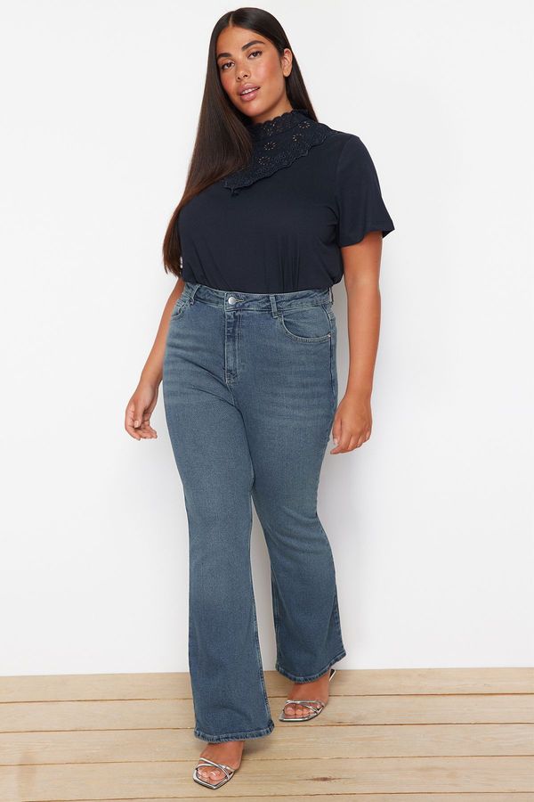 Trendyol Trendyol Curve Blue High Waist Flared Jean