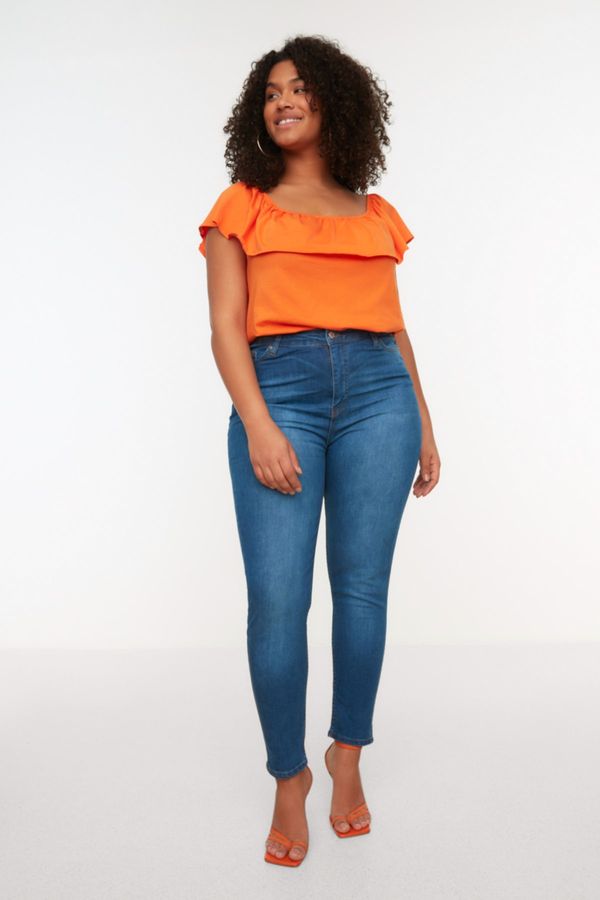 Trendyol Trendyol Curve Blue High Waist Flexible Skinny Jeans