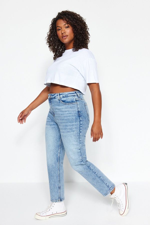 Trendyol Trendyol Curve Blue High Waist Mom Fit Jeans