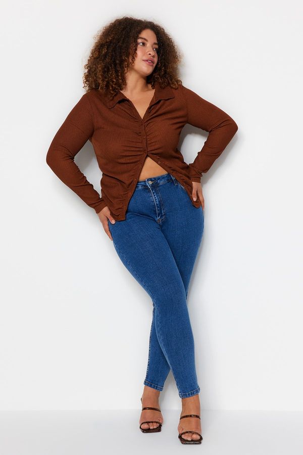 Trendyol Trendyol Curve Blue High Waist Stretchy Skinny Jeans