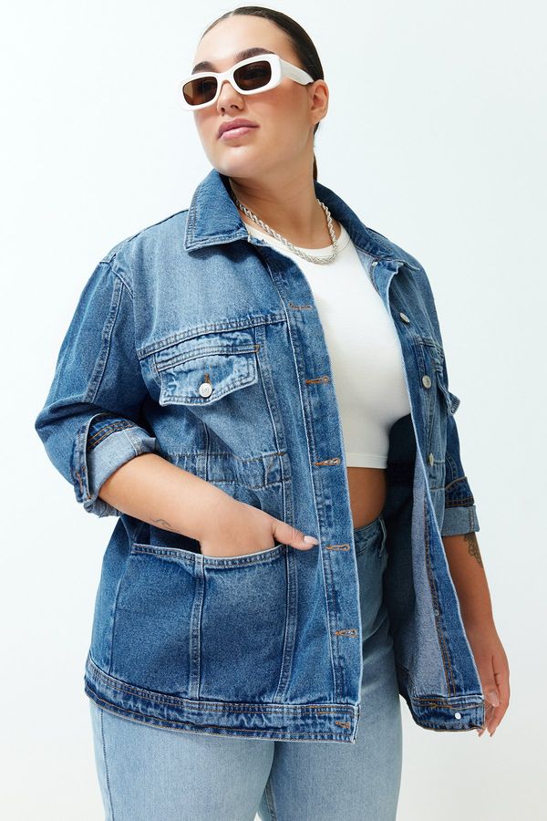 Trendyol Trendyol Curve Blue Oversize Denim Jacket