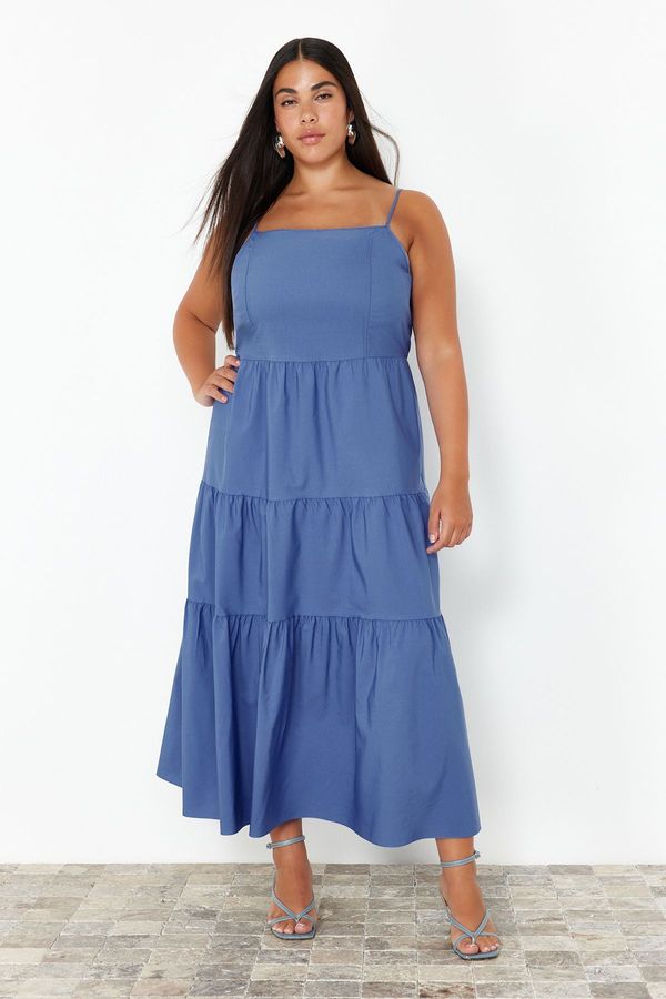Trendyol Trendyol Curve Blue Relaxed Woven Plus Size Dress