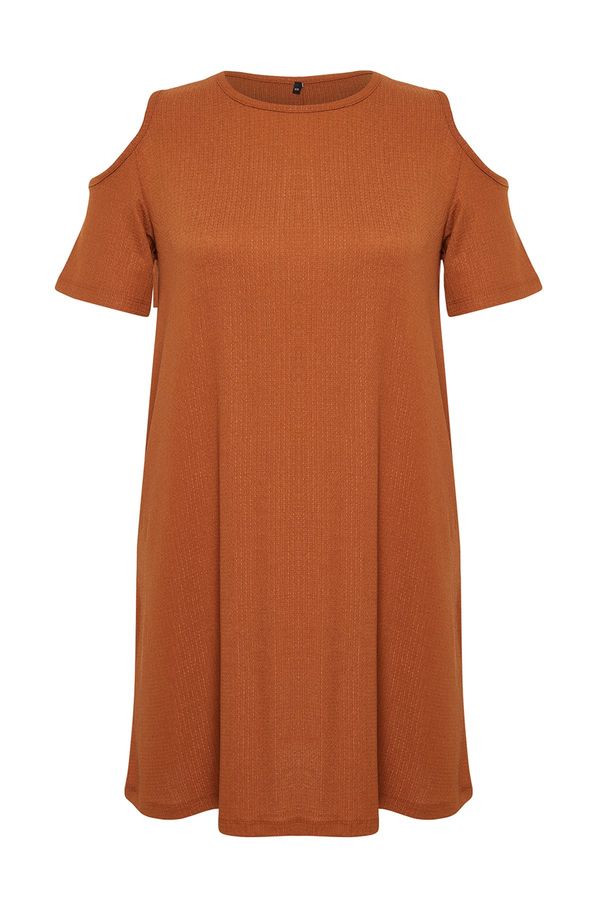 Trendyol Trendyol Curve Brown A-line Mini Knitted Dress