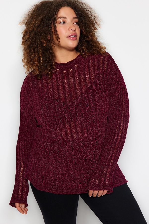 Trendyol Trendyol Curve Burgundy Knitwear Plus Size Sweater