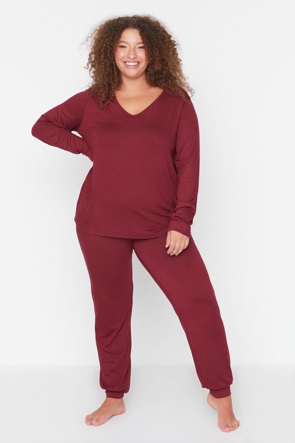 Trendyol Trendyol Curve Burgundy Pijamas Set