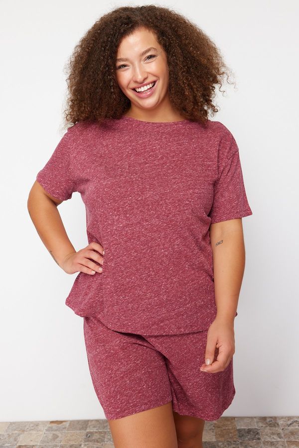 Trendyol Trendyol Curve Claret Red Melange Crew Neck Knitted Pajama Set