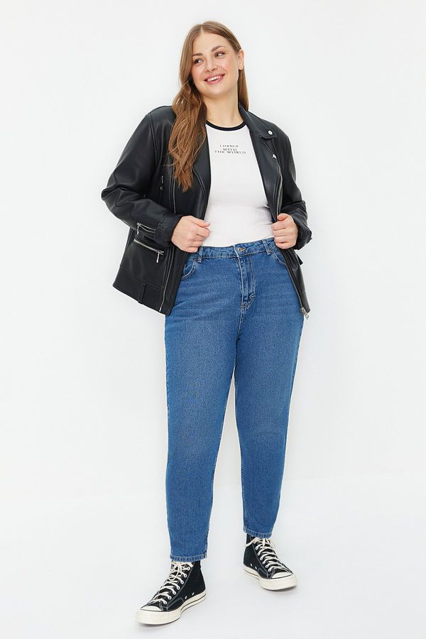 Trendyol Trendyol Curve Dark Blue High Waist Mom Jeans