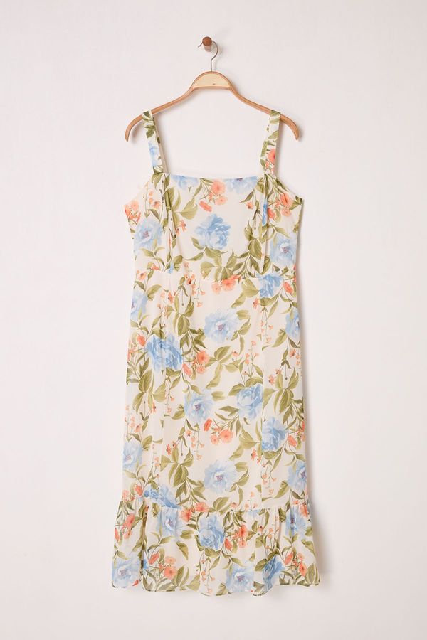 Trendyol Trendyol Curve Ecru Chiffon Woven Plus Size Dress