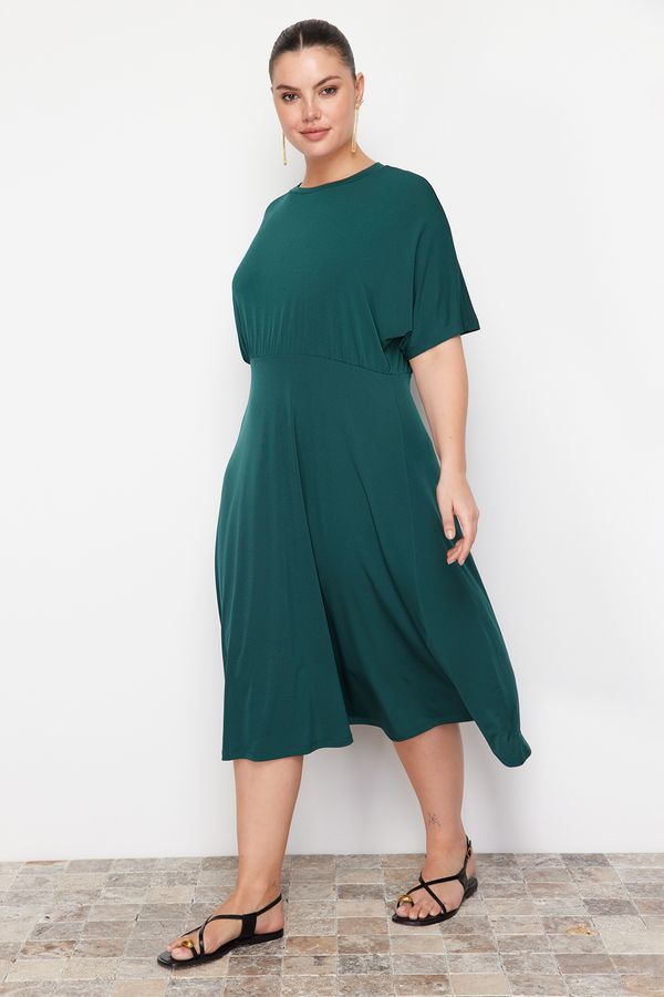 Trendyol Trendyol Curve Emerald Green Midi Knitted Dress