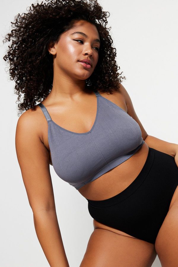 Trendyol Trendyol Curve Gray Capless Strap Seamless Bralette Bra