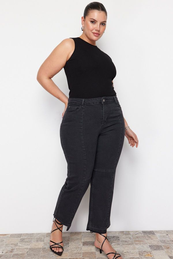 Trendyol Trendyol Curve Gray High Waist Straight Jeans