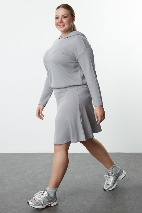 Trendyol Trendyol Curve Gray Knitted Plus Size Two Piece Set