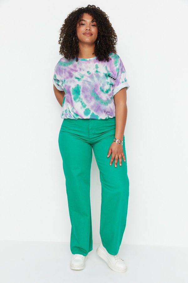 Trendyol Trendyol Curve Green High Waist Wideleg 90's Pants