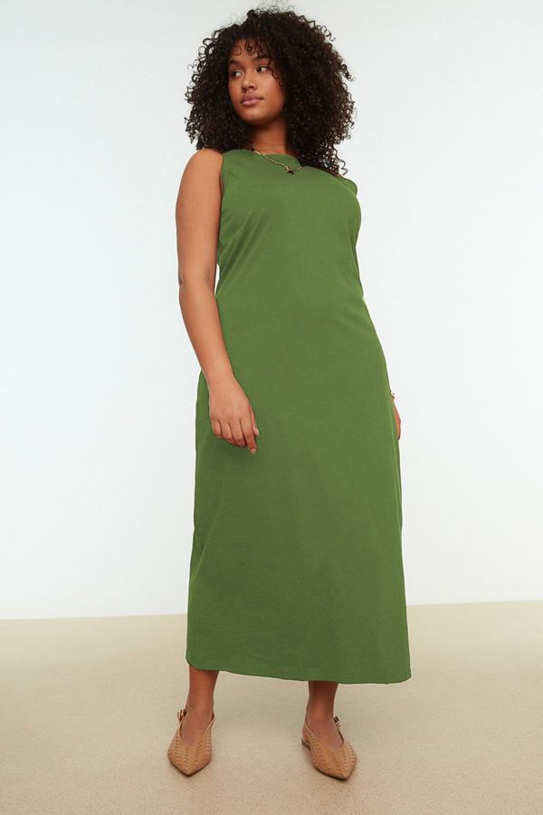Trendyol Trendyol Curve Green Jersey Knit Plus Size Dress