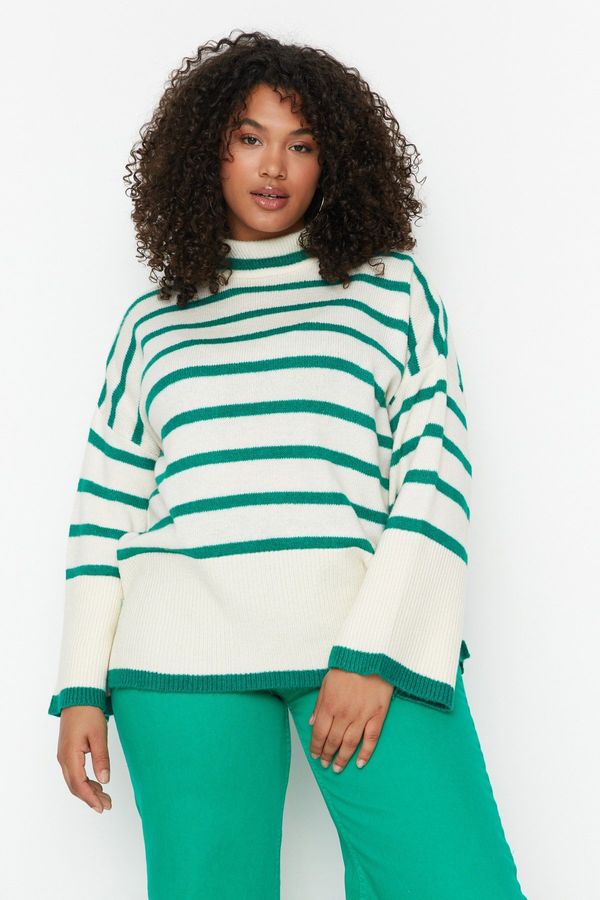 Trendyol Trendyol Curve Green Striped Knitwear Sweater