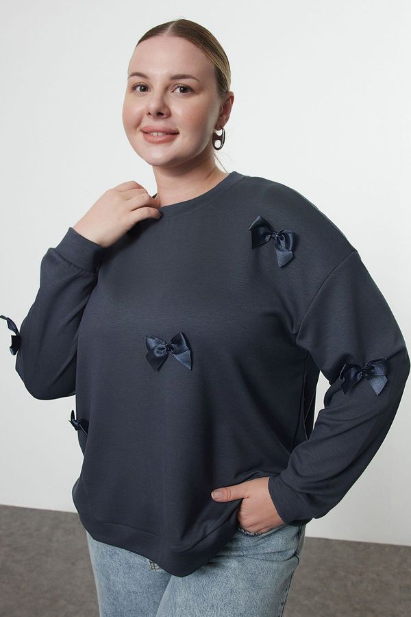 Trendyol Trendyol Curve Grey Oversize Modal Knitted Sweatshirt