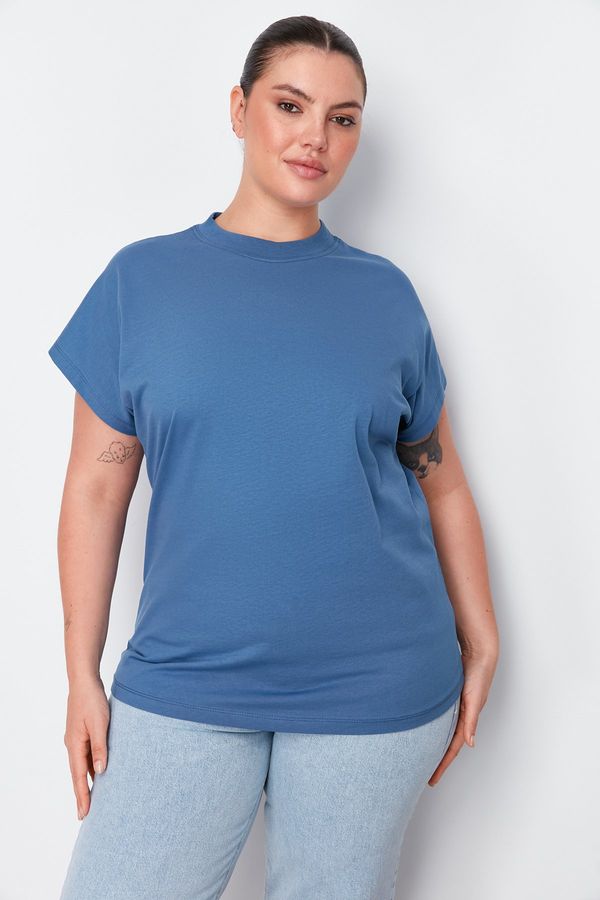 Trendyol Trendyol Curve Indigo Boyfriend Knitted T-shirt