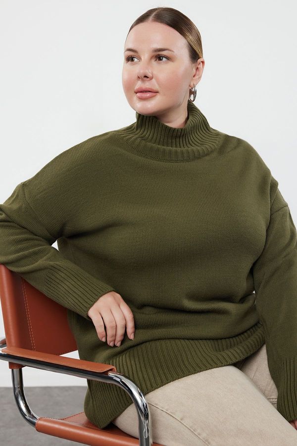 Trendyol Trendyol Curve Khaki Half Turtleneck Low Sleeve Knitwear Sweater