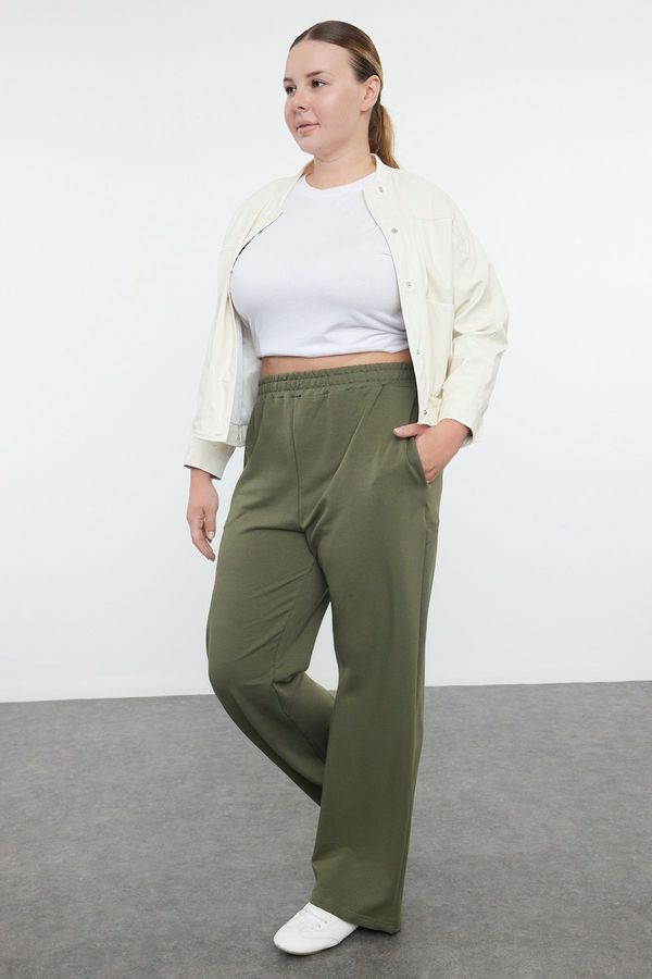 Trendyol Trendyol Curve Khaki Wide Cut Thin Knitted Sweatpants